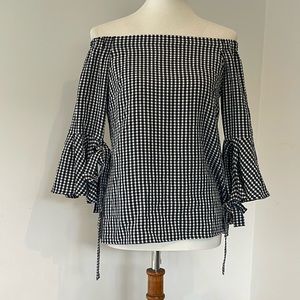 H&M Off The Shoulder Gingham Blouse Size 6